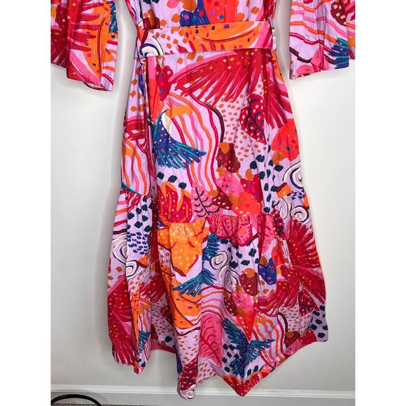 NWOT Farm Rio Lilac Colorful Party Belted Midi Dress Women's Size S - Picture 13 of 14